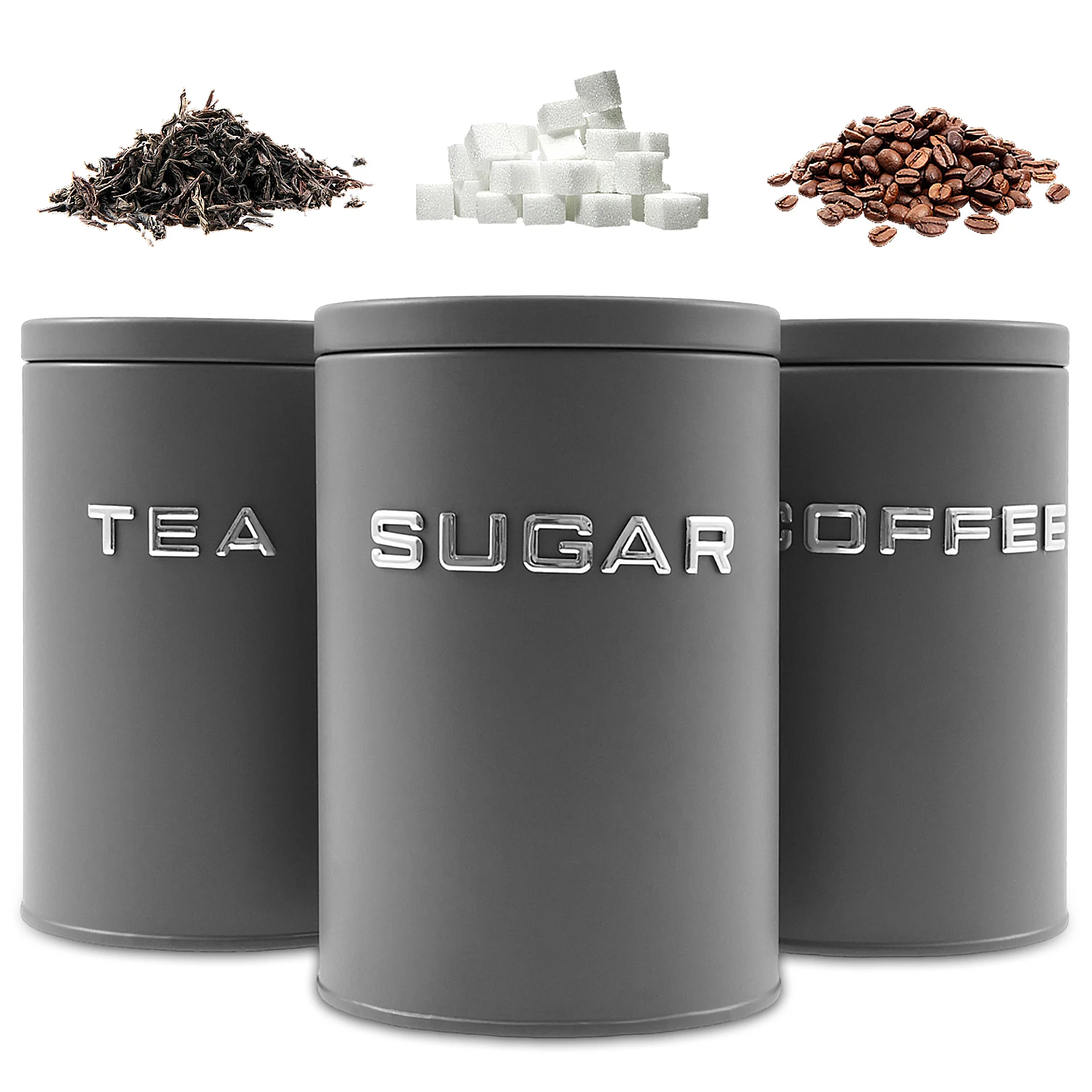 Coffee Tea Sugar Canisters - 3 Pcs Tea Coffee Sugar Canister