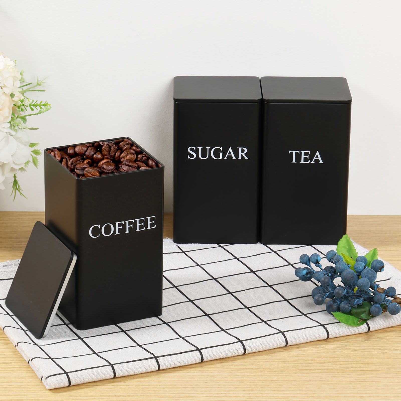 3Pcs Coffee Bean Storage Canis - Coffee Tea Sugar Canisters recension och pris