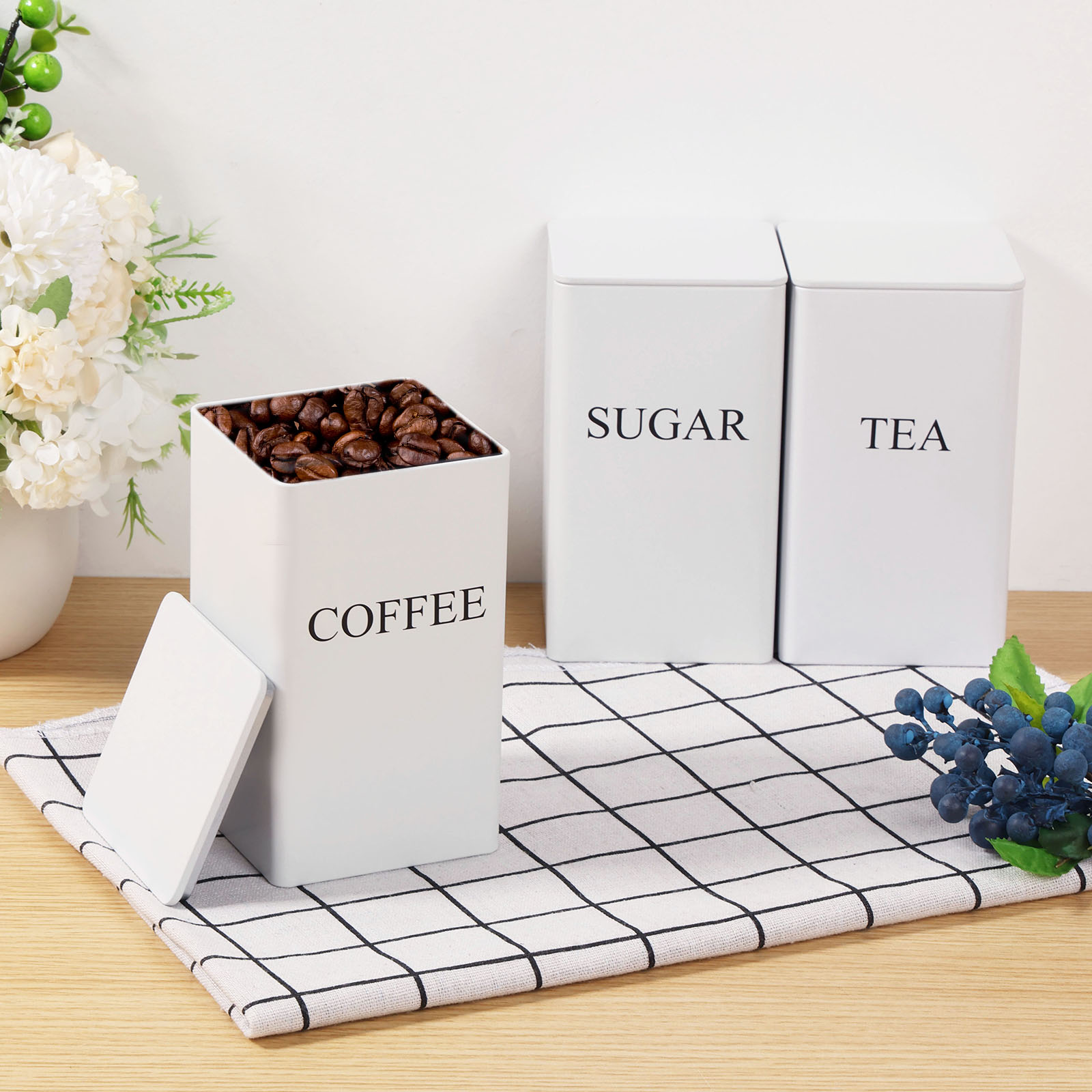 3Pcs Coffee Bean Storage Canis - Coffee Tea Sugar Canisters recension och pris