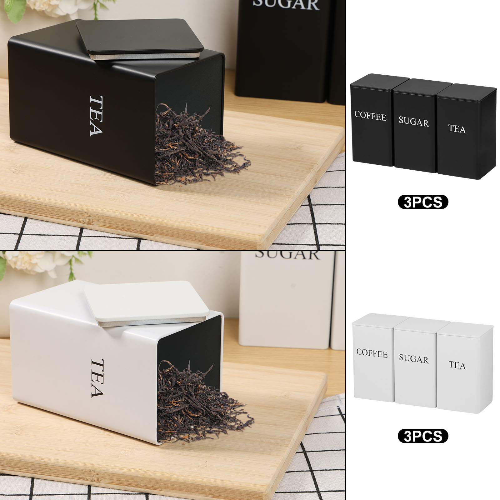 3Pcs Coffee Bean Storage Canis - Coffee Tea Sugar Canisters recension och pris
