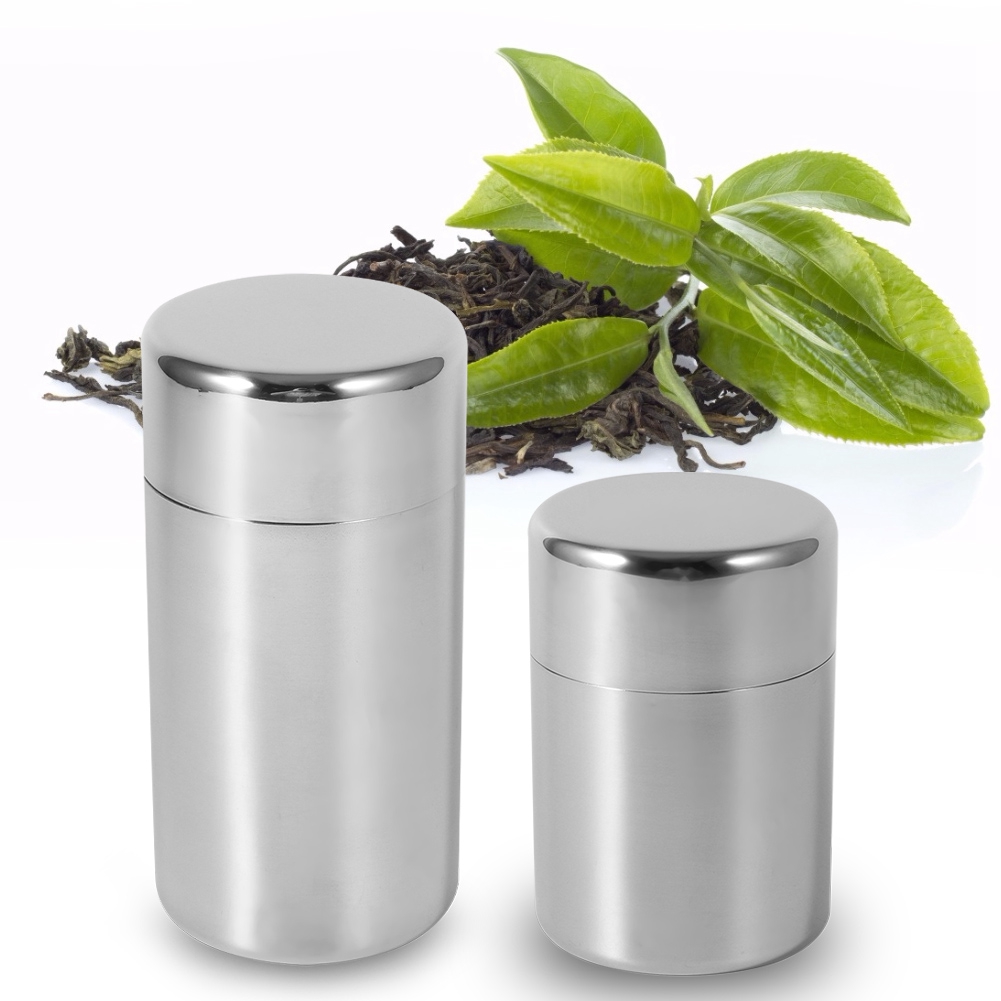 Tea Can Stainless Steel Tea Ti - Coffee Tea Sugar Canisters recension och pris