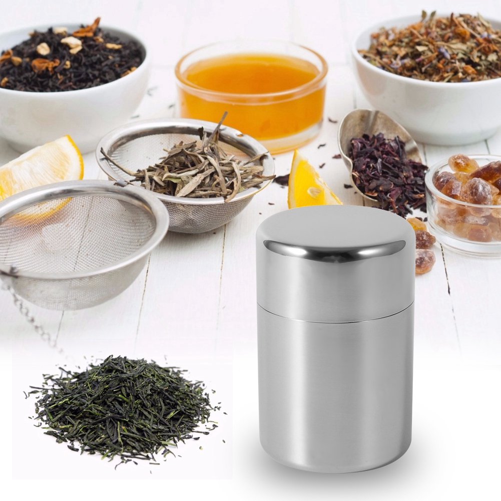 Tea Can Stainless Steel Tea Ti - Coffee Tea Sugar Canisters recension och pris