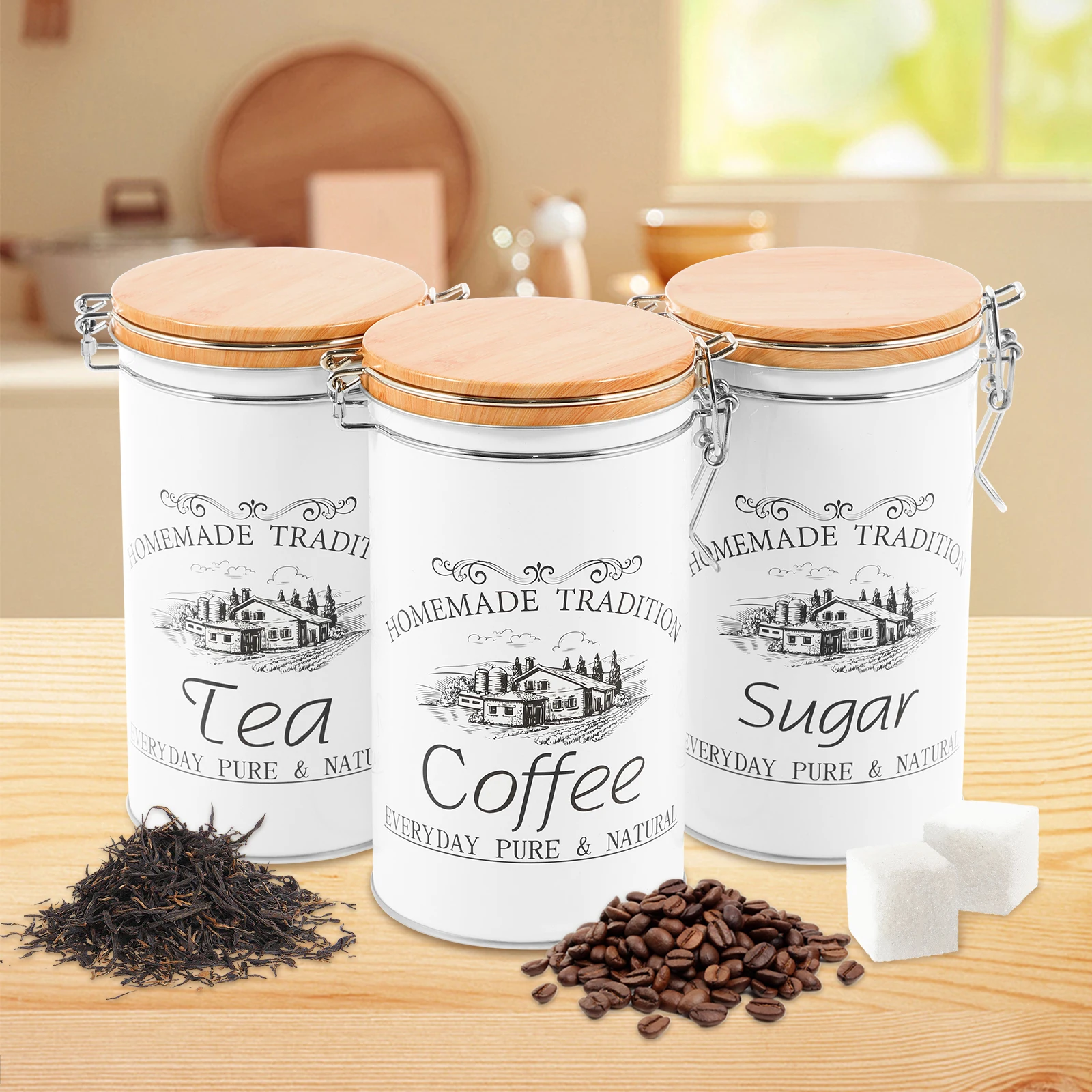 3Pcs/Set Tea Coffee Sugar Cani - Coffee Tea Sugar Canisters recension och pris