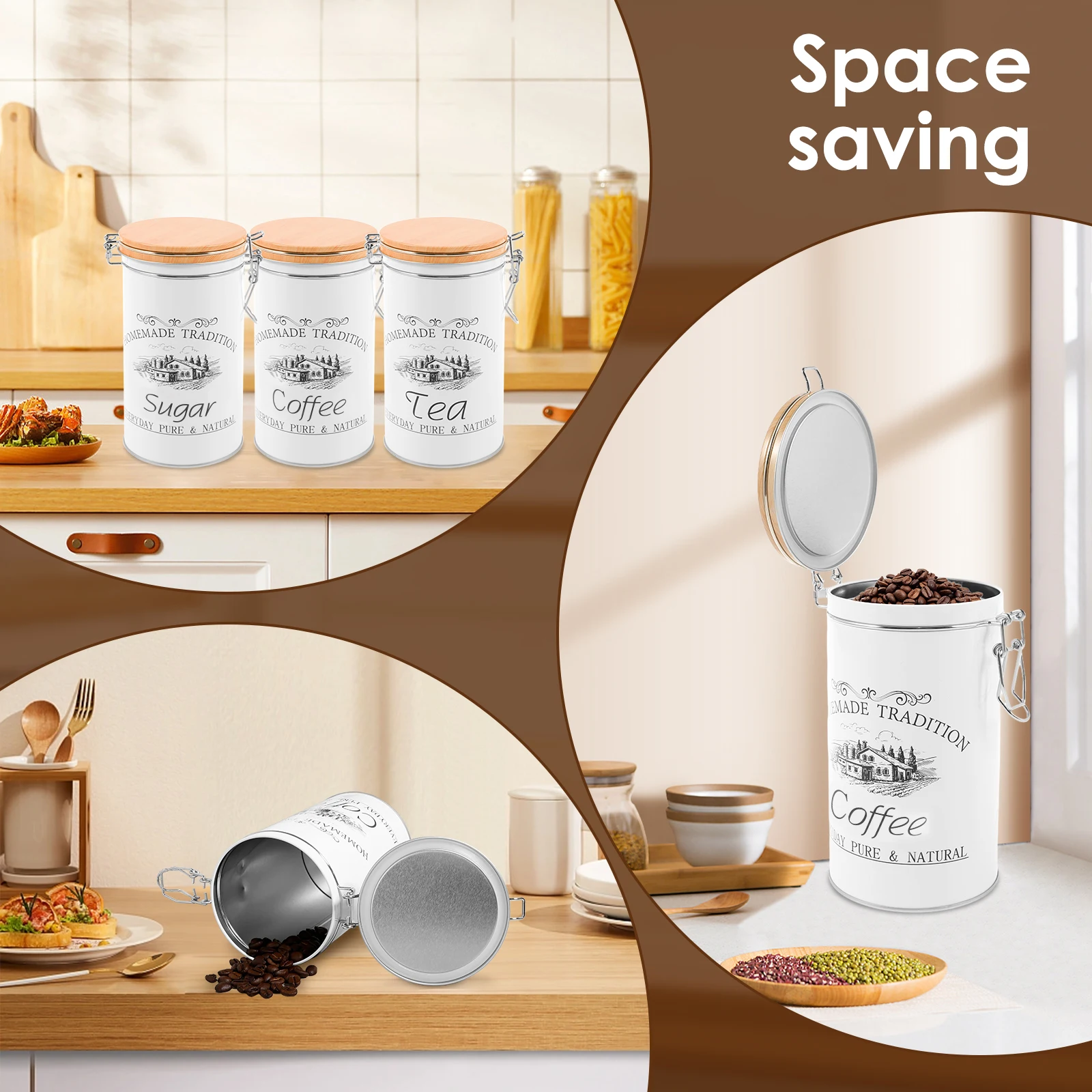 3Pcs/Set Tea Coffee Sugar Cani - Coffee Tea Sugar Canisters recension och pris