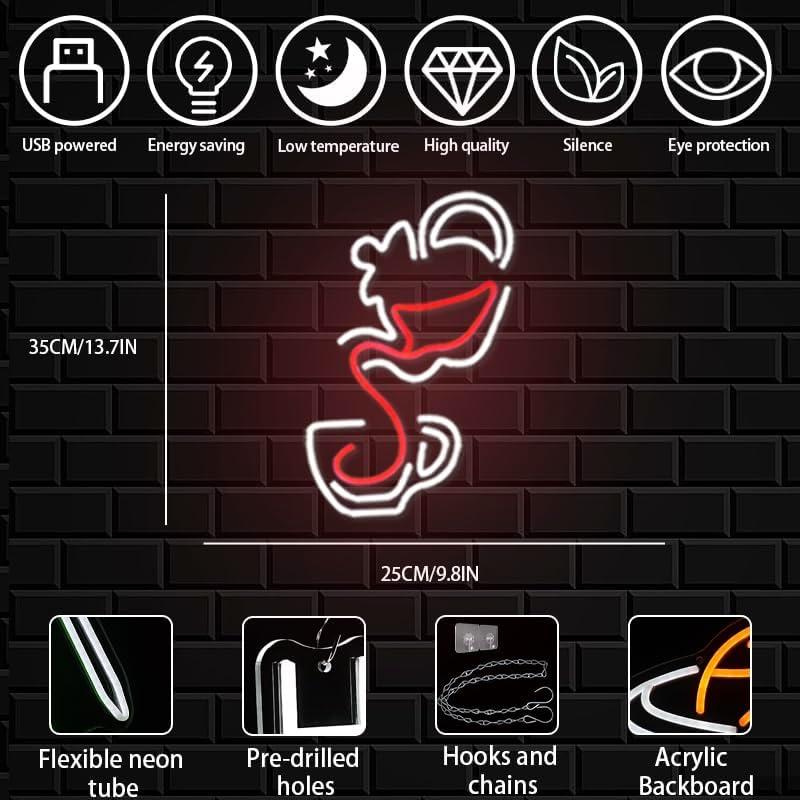 Pouring Tea Neon Sign USB Dimm - Coffee Tea Neon Sign recension och pris