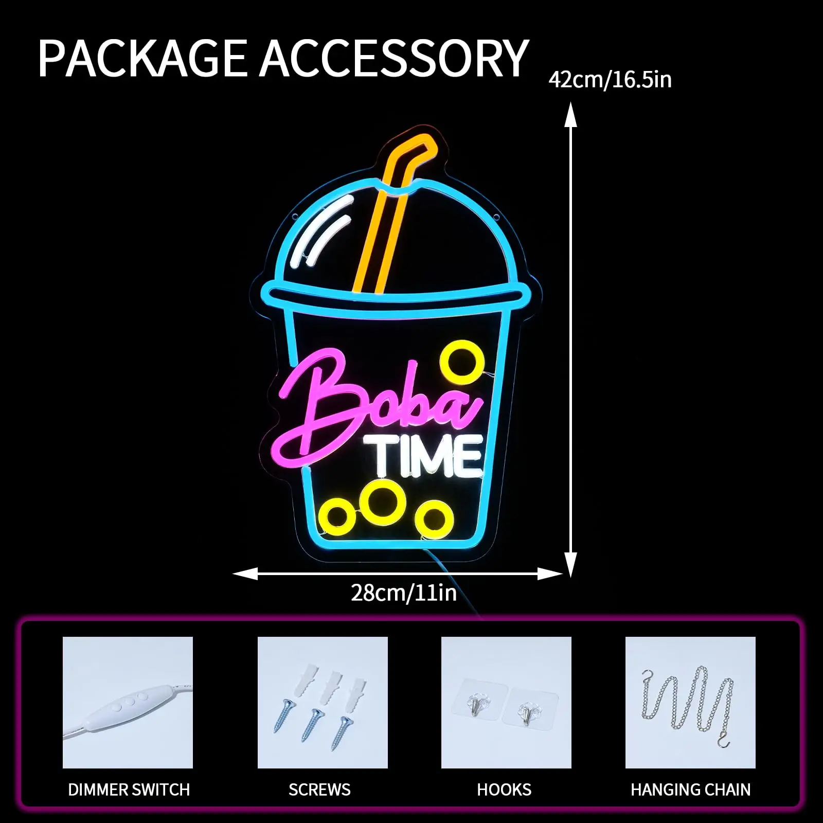 Boba Time Neon Sign for Wall D - Coffee Tea Neon Sign recension och pris