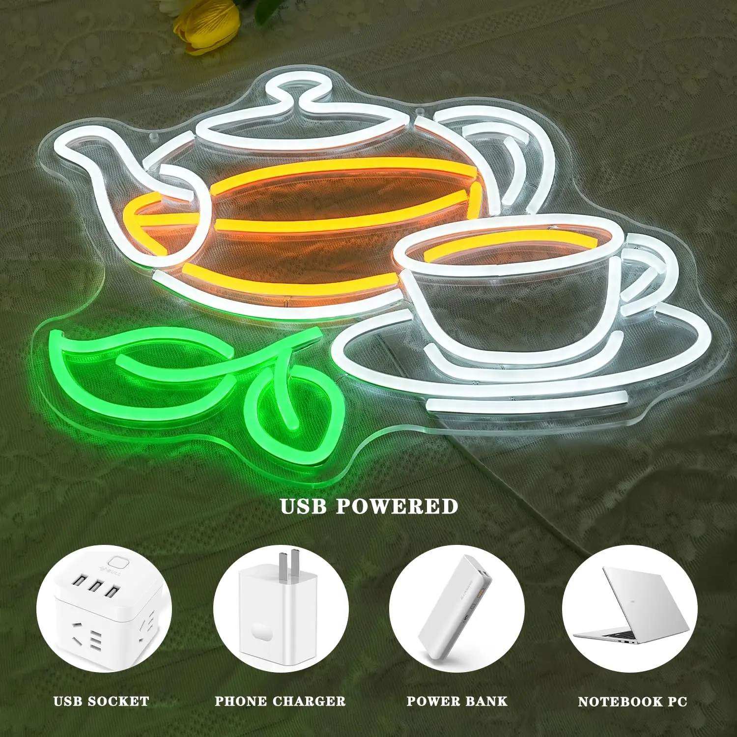 Tea Neon Sign Tea Pot Light Dr - Coffee Tea Plantation recension och pris