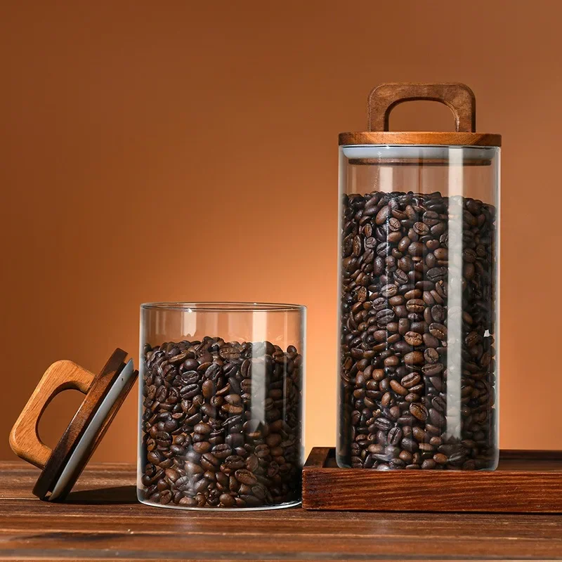 Clear Glass Jar with Bamboo Li - Coffee Tea Sugar Canisters recension och pris