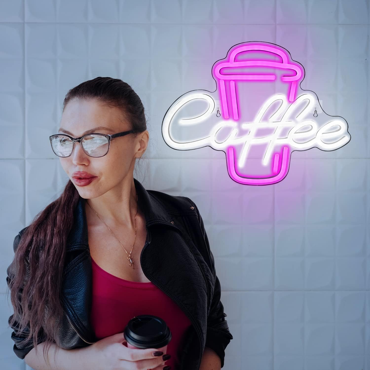 Coffee Cup Pink White Neon Sig - Coffee Tea Neon Sign recension och pris