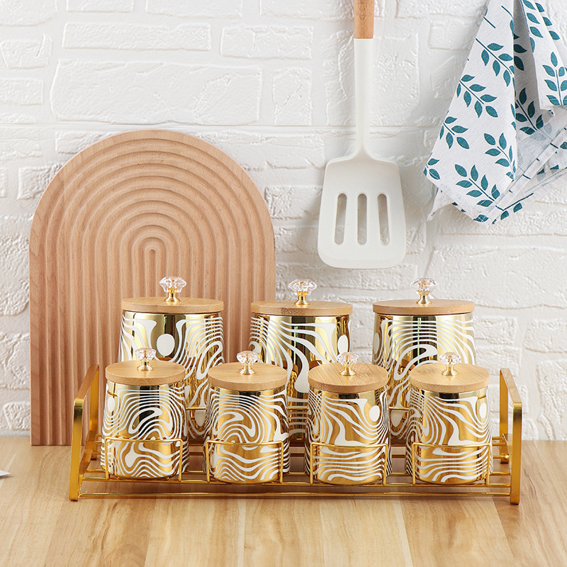 Set of 7 Color Glazed Ceramic  - Coffee Tea Sugar Canisters recension och pris