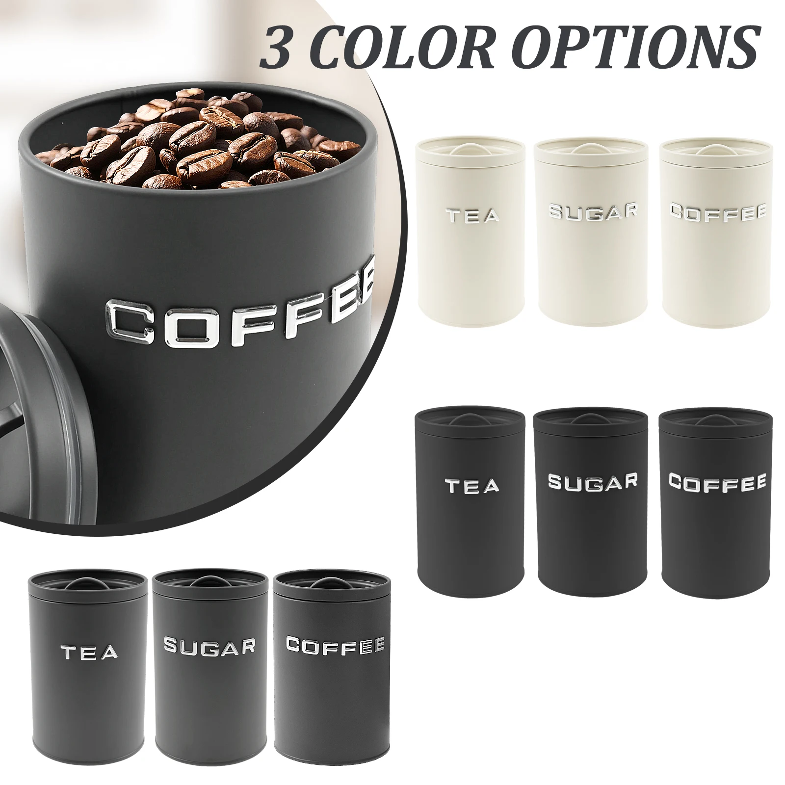 3 Pcs Tea Coffee Sugar Caniste - Coffee Tea Sugar Canisters recension och pris