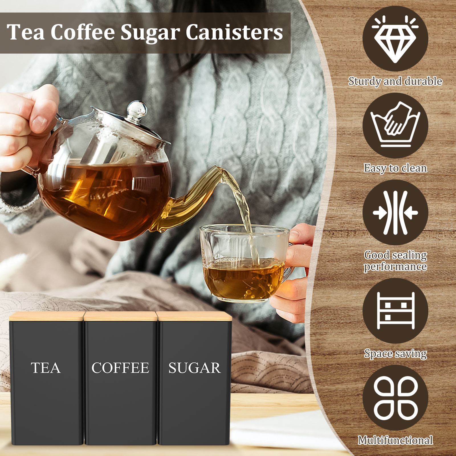 Coffee Bean Storage Jar Metal  - Coffee Tea Sugar Canisters recension och pris